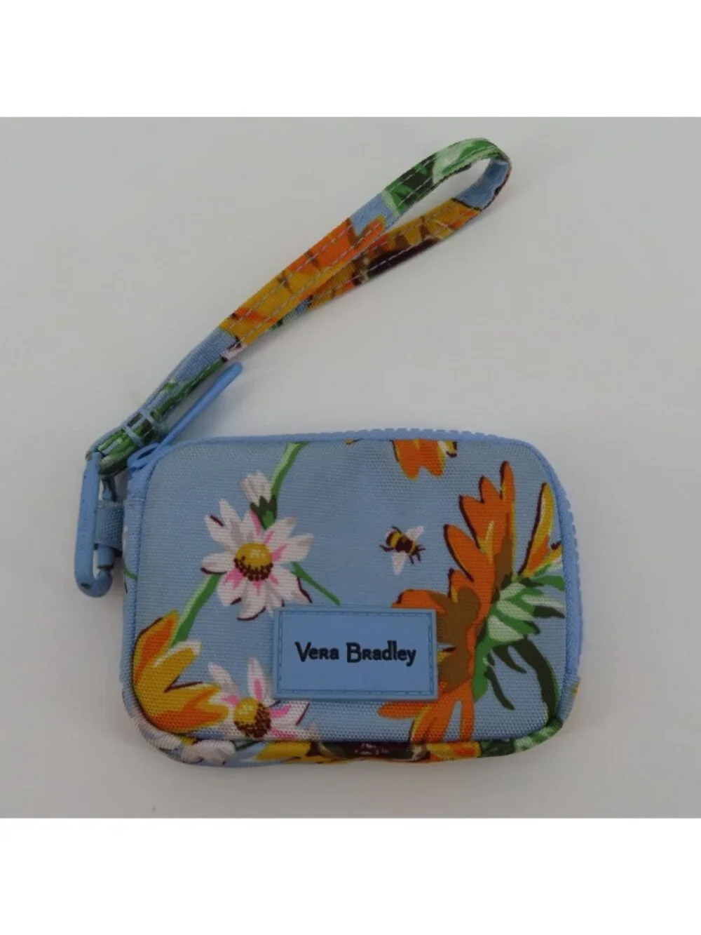 Vera Bradley Sunflower Sky RFID Zip Wristlet Wallet Flower Floral Bumble Bee
